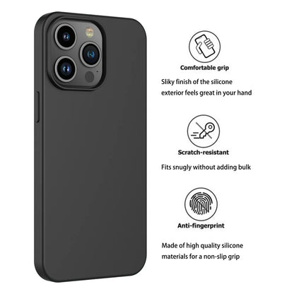 Iphone 15 5G Case,  Apple Iphone 15 Basic Case [Frosted] Shockproof Case Liquid Silicone Gel Rubber Soft TPU Anti-Slip Bumper Thin Matte Slim Phone Case Covers for Iphone 15 6.1",Black