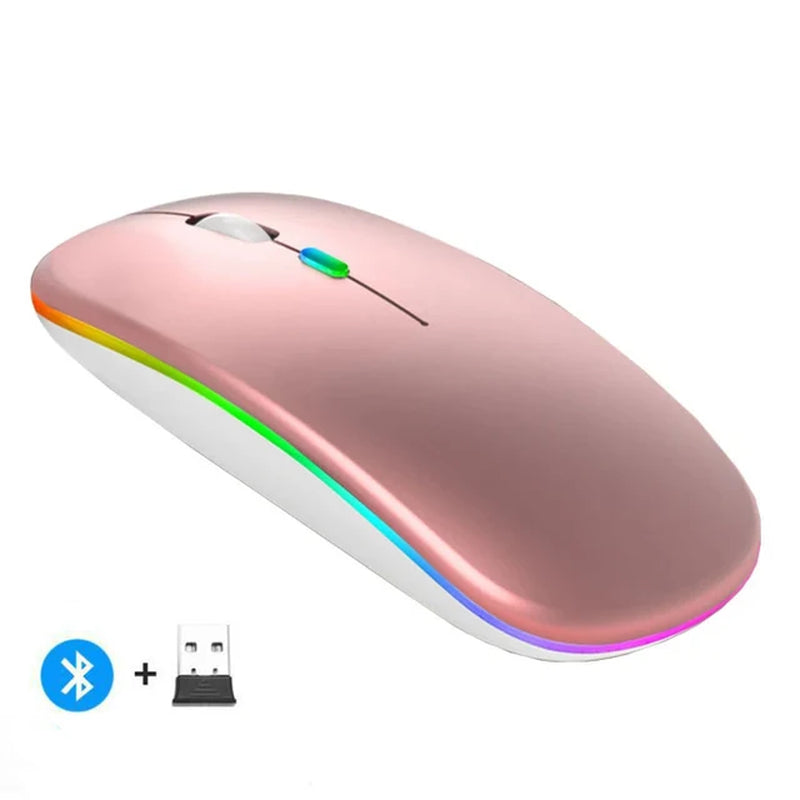 Wireless Mouse Bluetooth--Compatible RGB Rechargeable Mouses Wireless Computer Silent Mice LED Backlit Ergonomic Gaming Mouse