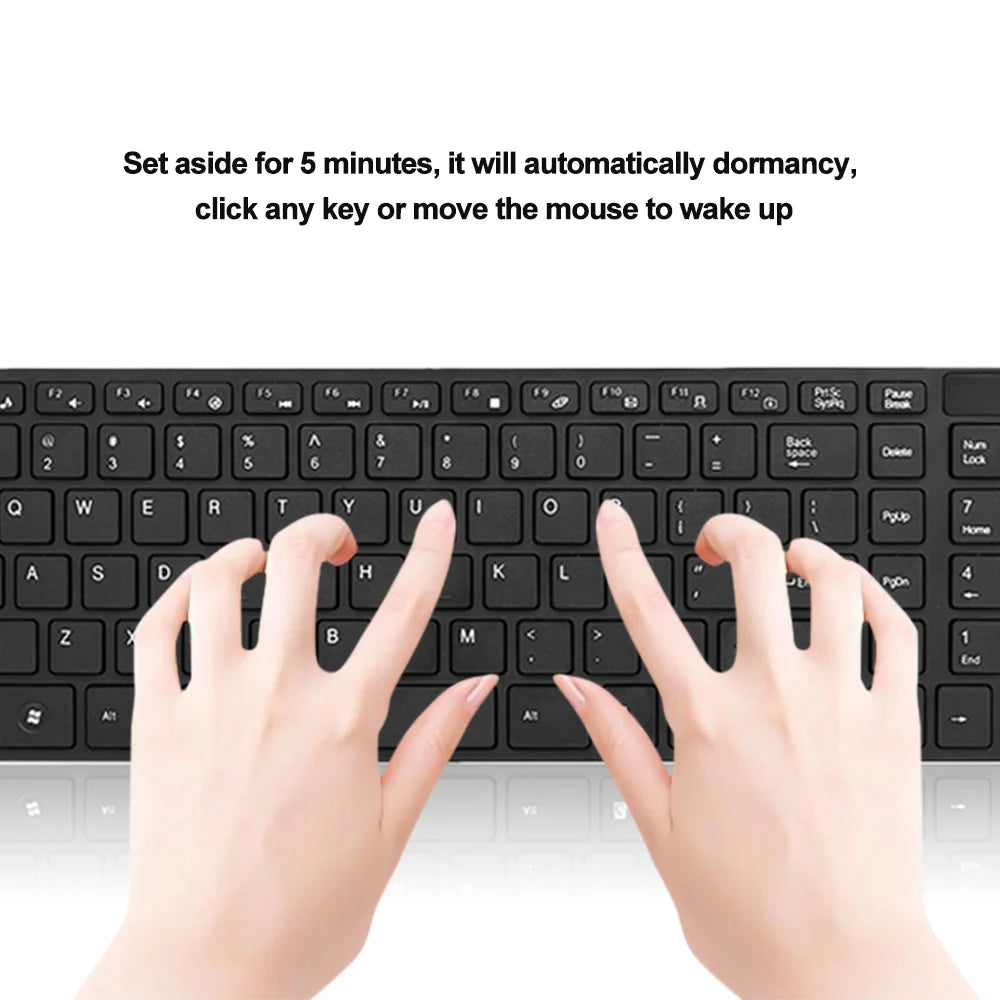 K-06 2.4G Wireless Keyboard and Mouse Combo Computer Keyboard with Mouse Plug and Play Black Keyboard Mouse for Laptop