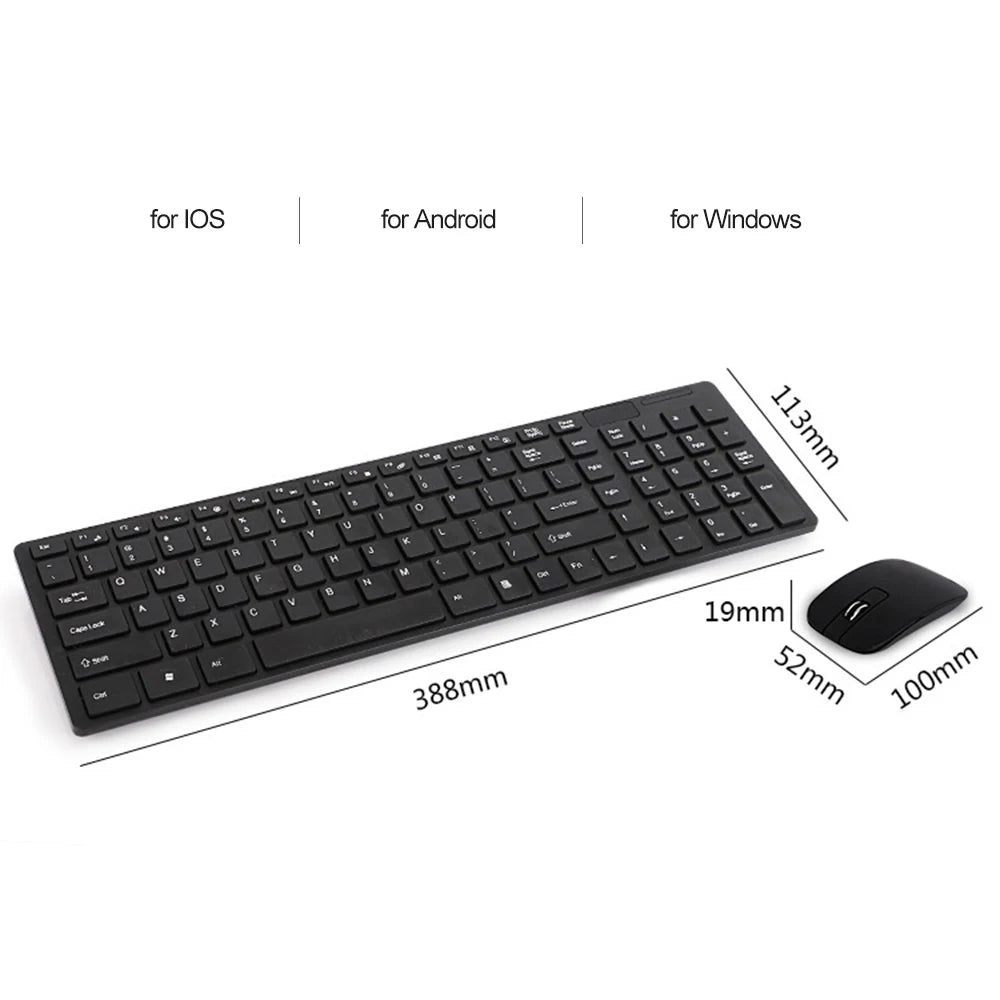 K-06 2.4G Wireless Keyboard and Mouse Combo Computer Keyboard with Mouse Plug and Play Black Keyboard Mouse for Laptop