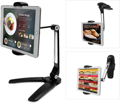 Abovetek Kitchen Tablet Stand – Highflex 360 Counter and Wall Wobble Black