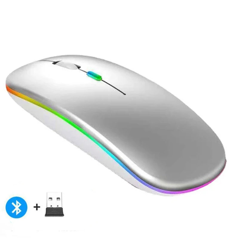 Wireless Mouse Bluetooth--Compatible RGB Rechargeable Mouses Wireless Computer Silent Mice LED Backlit Ergonomic Gaming Mouse