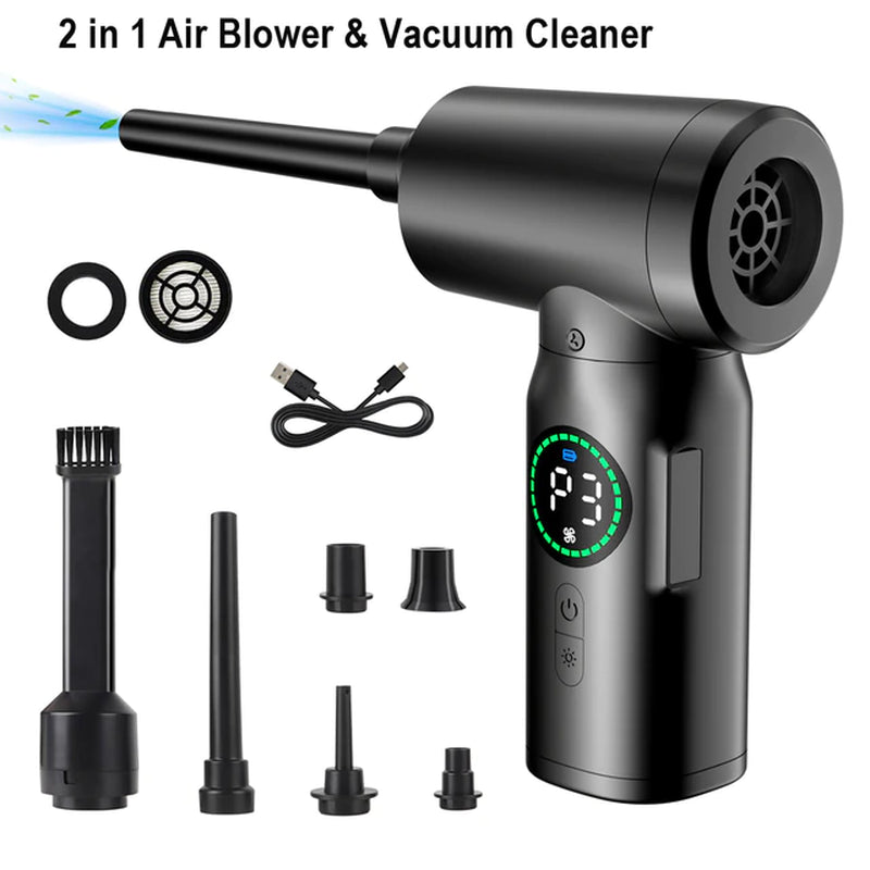 7500Mah Portable Compressed Air Duster 2 in 1 Air Blower & Vacuum Cleaner Cordless Duster Blower for Keyboard Computer Cleaning